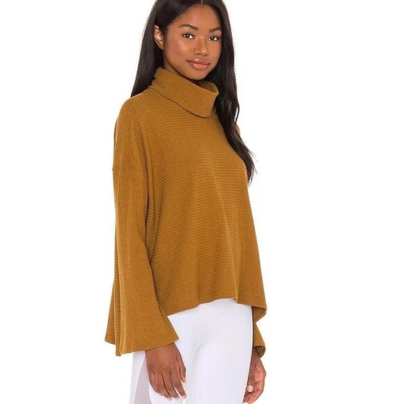 Free People Movement Can't Handle This Turtleneck Small Mustard Atlas Bell Boho - Picture 4 of 16